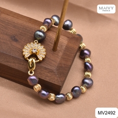 MV2492 - Set ngọc trai Túc Vũ ngọc trai barroque size 7-8mm màu lông công gồm dây chuyền, lắc tay và nhẫn