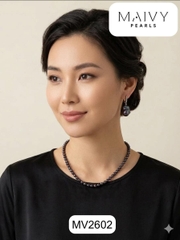 MV2605 - set dây chuyền trai gạo, bông tai trai Baroque ánh lông công