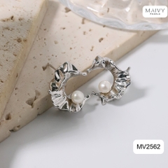 MV2562 - Bông tai ngọc trai trắng size 5-6mm dáng C
