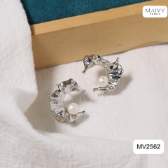 MV2562 - Bông tai ngọc trai trắng size 5-6mm dáng C