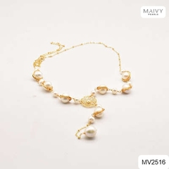 MV2516 - Dây chuyền trai trắng quấn viền thả dài Dáng Lụa