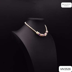 MV2529 - Set ngọc trai trắng mix đá thạch anh tím kết chùm mặt gồm dây chuyền/lắc tay/bông tai