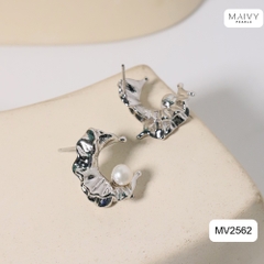 MV2562 - Bông tai ngọc trai trắng size 5-6mm dáng C