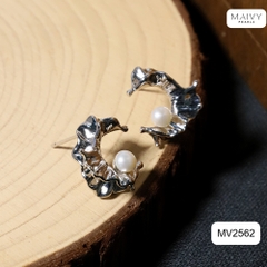 MV2562 - Bông tai ngọc trai trắng size 5-6mm dáng C