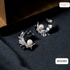 MV2562 - Bông tai ngọc trai trắng size 5-6mm dáng C