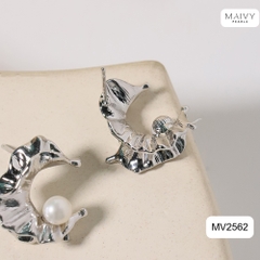 MV2562 - Bông tai ngọc trai trắng size 5-6mm dáng C