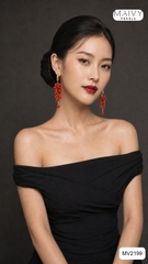 MV2199 - Hoa Tai San Hô Đỏ Nhí Kết Chùm Nho