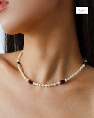 MV2112- Dây chuyền đôi trai trắng mix thạch lựu