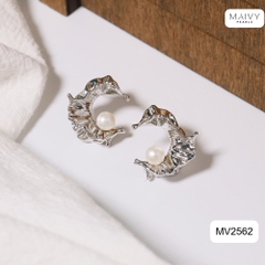 MV2562 - Bông tai ngọc trai trắng size 5-6mm dáng C