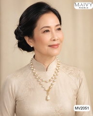 MV2051 | Dây Chuyền Ngọc Trai Baroque Trắng Dáng Dài Quấn 2 Vòng Kèm Mặt Ngọc Trai - Cổ Điển Mà Khác Biệt