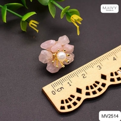 MV2514 - Set dây chuyền, lắc tay, hoa tai đá thạch anh hồng tự nhiên