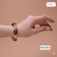 MV2253 - Lắc tay thạch anh vàng mix đá tím