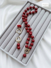 MV323- Set dây chuyền và bông tai san hô Hồng San