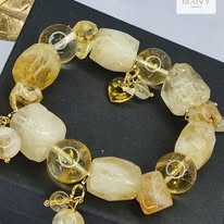 MV2163 -  Lắc Tay Thạch Anh Vàng Khối To Mix Charm