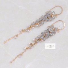 MV2173 - Hoa Tai Đá Tự Nhiên Xanh Thiên Thanh Nhạt Mix Trai 6cm
