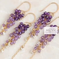 MV2174 - Hoa Tai Đá Thạch Anh Tím Mix Trai 6cm
