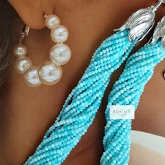 MV2151 - Dây Chuyền Đá Amazonite 10 Sợi Đan Xéo