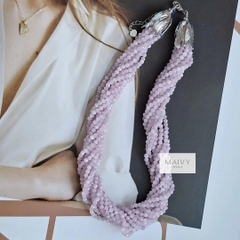 MV2152 -Dây Chuyền Đá Kunzite 10 Sợi Đan Xéo