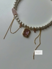 MV2233- Dây Chuyền Trai Mặt Đá CZ Hồng Vuông