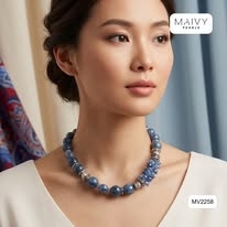 MV2258- Dây chuyền , Lắc Tay Đá Thạch Anh Xanh Biển Mix Chùm