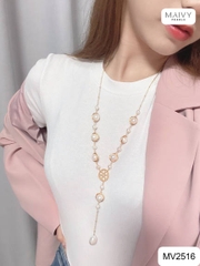 MV2516 - Dây chuyền trai trắng quấn viền thả dài Dáng Lụa