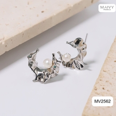 MV2562 - Bông tai ngọc trai trắng size 5-6mm dáng C