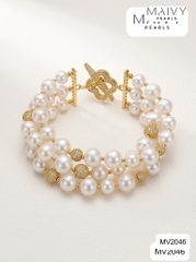 MV2046 - Lắc tay 3 sợi trai trắng mix charm.