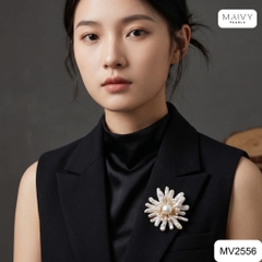 MV2556 - cài áo Baroque hạt dài mix trai tròn