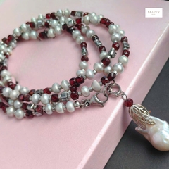 MV2113 - Set trai ánh lông công nhấn hạt Baroque