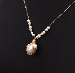 410 Dây chuyền 1 hạt brq quấn vàng