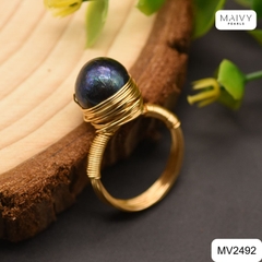 MV2492 - Set ngọc trai Túc Vũ ngọc trai barroque size 7-8mm màu lông công gồm dây chuyền, lắc tay và nhẫn