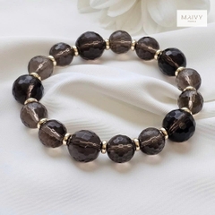 MV2260- Lắc tay thạch anh khói 2 mẫu tròn và mix khối