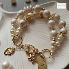 MV2254 - Lắc tay đôi trai trắng dị mix charm
