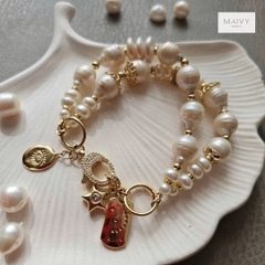 MV2254 - Lắc tay đôi trai trắng dị mix charm