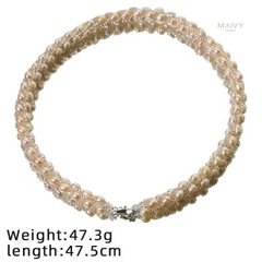 MV2182 - Set Dây Chuyền / Lắc Tay Trai Gạo Đan Xéo Kết Chùm
