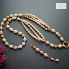MV2033 - Dây Chuyền Nhiều Loại Ngọc Trai Mix Có Mặt Dài Tháo Được 2 Màu Trắng/ Hồng Ánh Tím