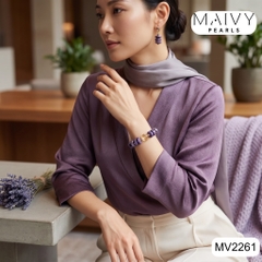 MV2261 - Set Lắc Tay Và Bông Tai - Thạch Anh Tím Phối Thạch Anh Vàng Rực Rỡ