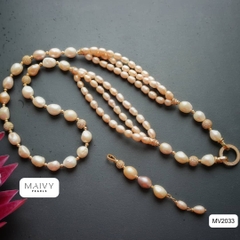 MV2033 - Dây Chuyền Nhiều Loại Ngọc Trai Mix Có Mặt Dài Tháo Được 2 Màu Trắng/ Hồng Ánh Tím