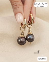 MV2041 - Set Lắc Tay / Bông Tai Ngọc Trai Tròn Lông Công
