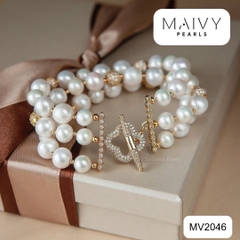 MV2046 - Lắc tay 3 sợi trai trắng mix charm