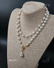 MV2051 -  Dây Chuyền Baroque Trắng Dài Quấn 2 Vòng Kèm Mặt