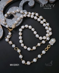 MV2051 -  Dây Chuyền Baroque Trắng Dài Quấn 2 Vòng Kèm Mặt