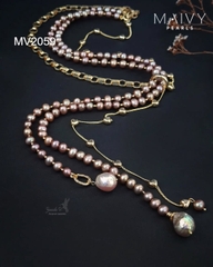 MV2059 - Dây Chuyền Ngọc Trai ánh Nâu Thiết Kế Hiện Đại