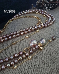 MV2059 - Dây Chuyền Ngọc Trai ánh Nâu Thiết Kế Hiện Đại
