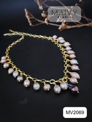 MV2069 - Dây Chuyền Baroque Hồng Ánh Tím Cách Điệu Kiểu Dáng Hiện Đại