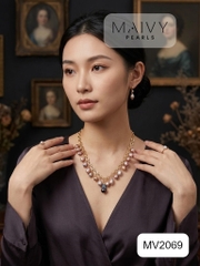 MV2069 - Dây Chuyền Baroque Hồng Ánh Tím Cách Điệu Kiểu Dáng Hiện Đại