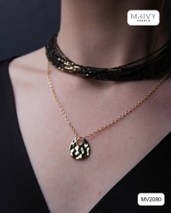 MV2080 - Dây Chuyền 10 Sợi Đá Spinel Đen Mix Bi Bạc 925 Mạ Vàng 18k