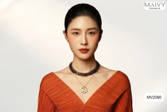 MV2080 - Dây Chuyền 10 Sợi Đá Spinel Đen Mix Bi Bạc 925 Mạ Vàng 18k