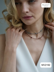 MV2192 - Dây Chuyền Đá Tự Nhiên Máu Xám Ghi Dáng Chocker