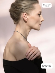 MV2192 - Dây Chuyền Đá Tự Nhiên Máu Xám Ghi Dáng Chocker
